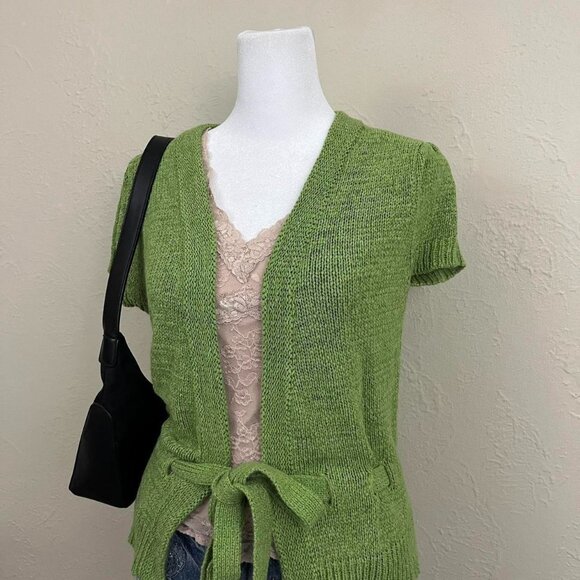 y2k green girly fairy granola tie front cardigan - Picture 2 of 8